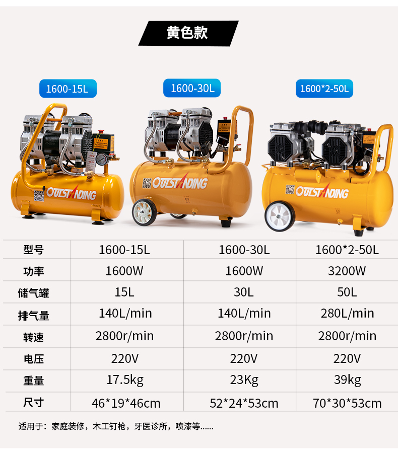 【京選品質】奧突斯無油空壓機 220v家用氣泵小型空氣壓縮機木工噴漆