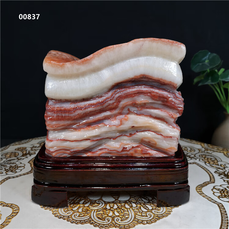 天然原石观赏石红烧肉腊肉五花肉玉石收藏装饰摆件 1680-1【图片 价格