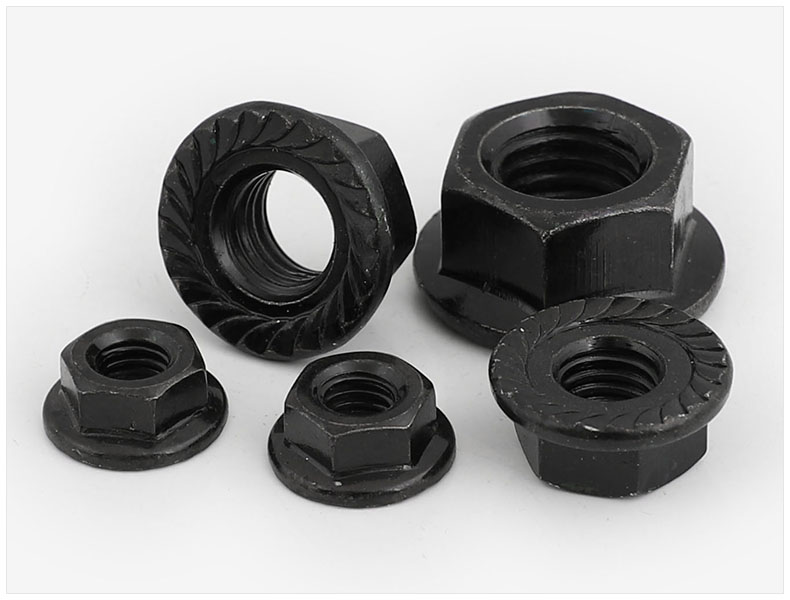 黑色304不锈钢六角法兰螺母镀黑锌法兰带齿防松螺母m3m4m5m6m12m3100