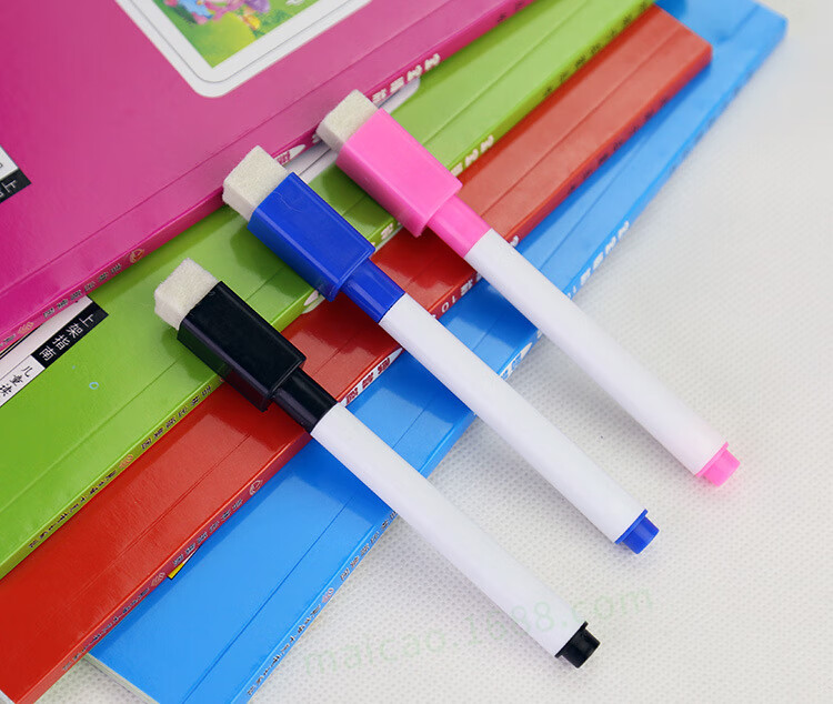 《多彩色黑芯水性环保可擦笔带笔刷可做带磁广告logo 深蓝杆/深蓝芯》