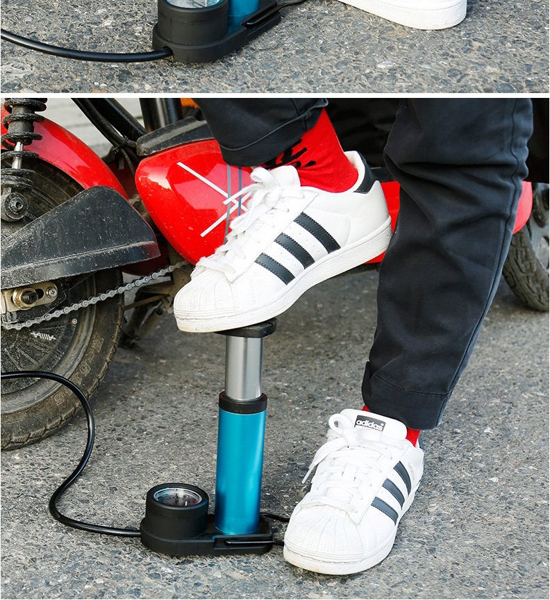 脚踏打气筒高压迷你便携式汽车电动车摩托车自行车家用脚踩打气泵迪路