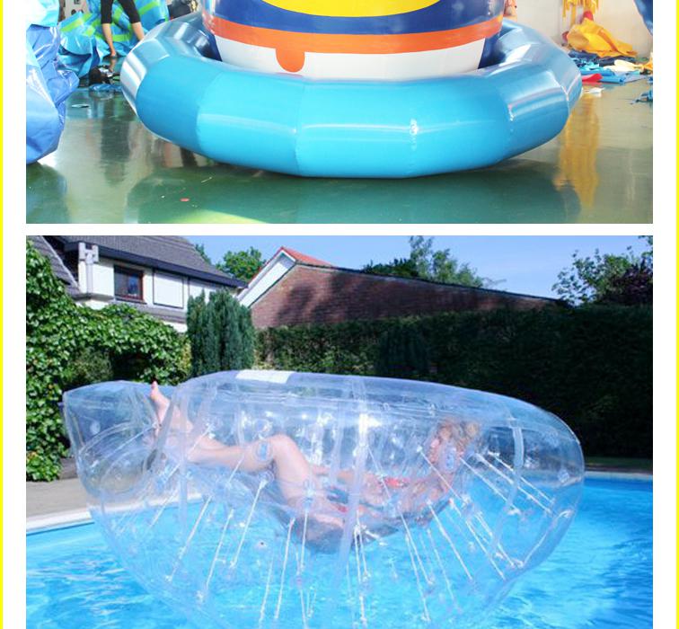 充气水上玩具跷跷板香蕉船蹦床海洋球池水上乐园设备风火轮陀螺充气泵