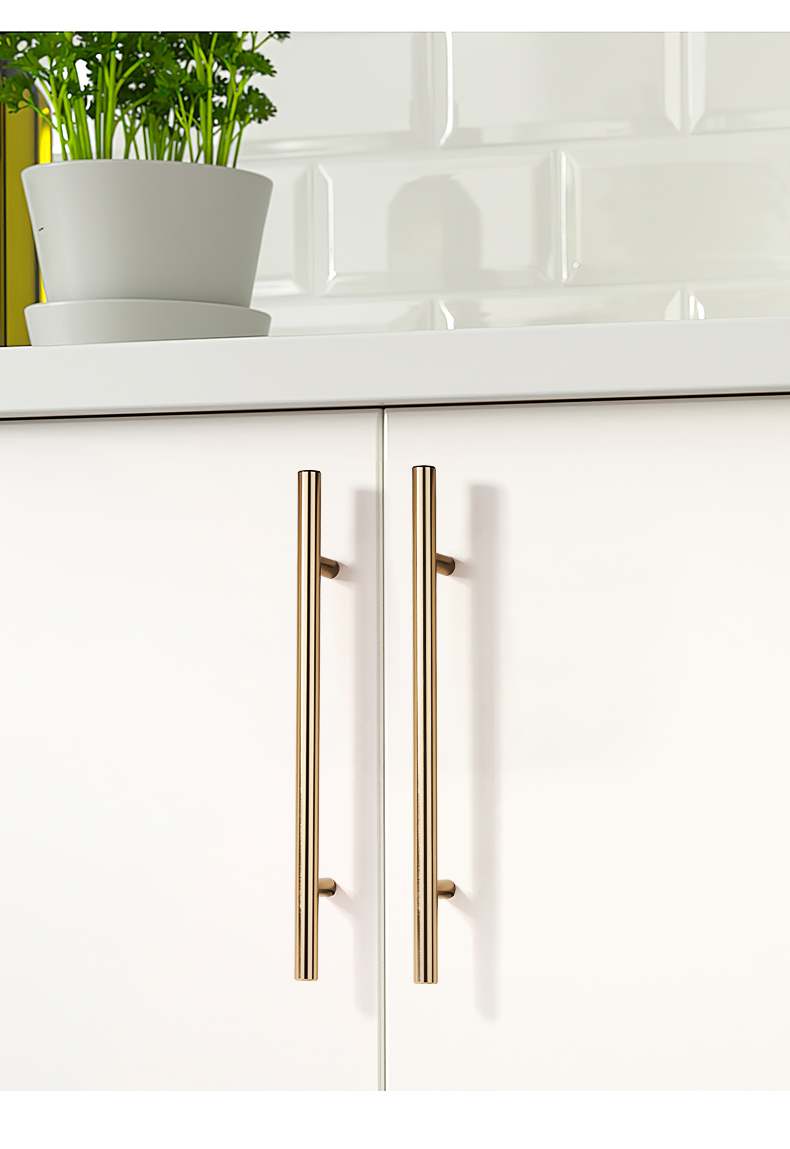 固特加长拉手现代简约北欧衣柜门金色铜色抽屉黑色橱柜柜子小把手9805