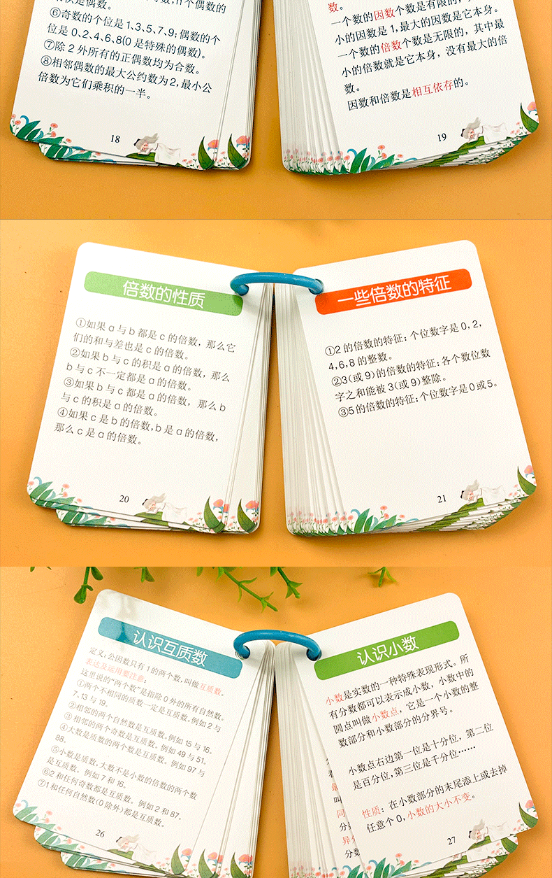 小学知识点卡片 必背核心基础知识点定律图形计算法则学习速记儿童