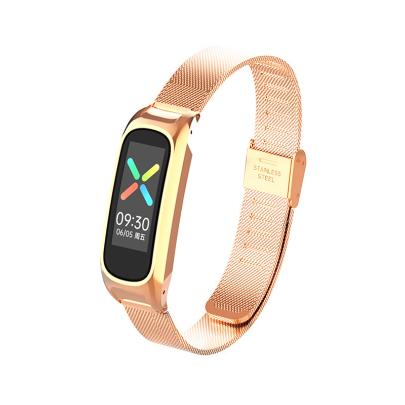 oppo手环表带运动手环金属不锈钢男女防水oppoband米兰磁吸腕带ob19b1