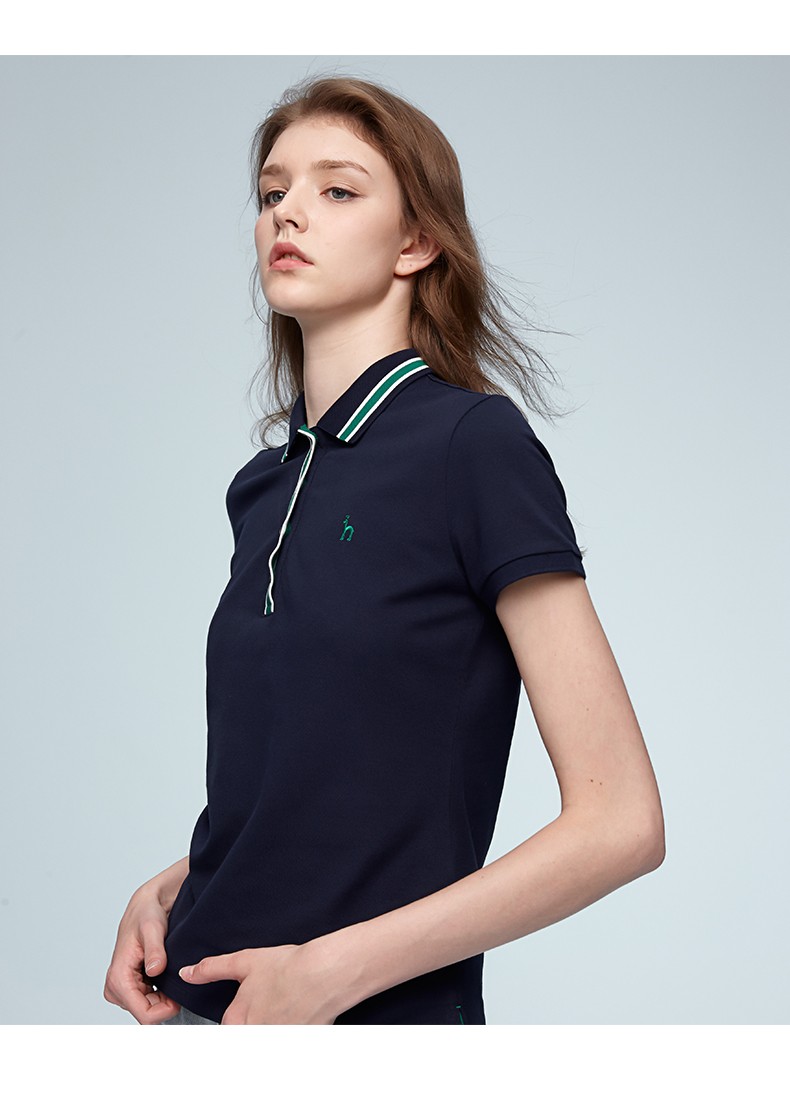 hazzys哈吉斯女装夏季新款polo衫领子撞色条运动风polo衫astse01be23