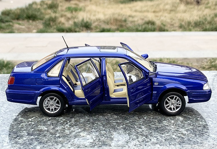 机智芽118桑塔纳车模国产大i众3000者合金仿真汽车模型收藏蓝色