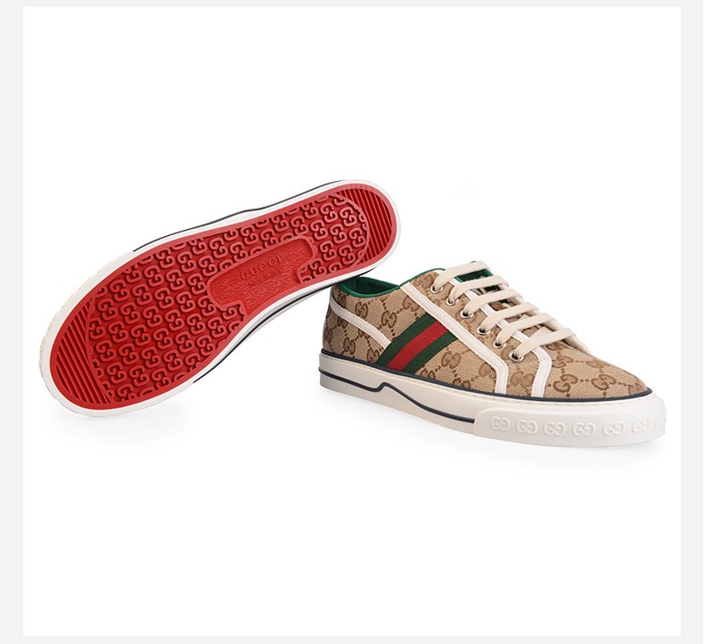 gucci/古驰男士低帮休闲鞋 古奇1977系列复古系带低帮板鞋 双g印花