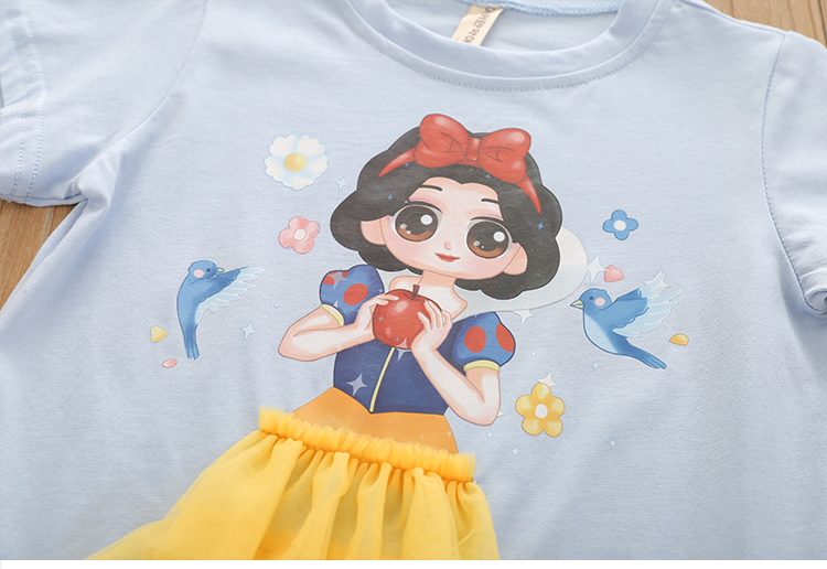 艾太太高端特价女童夏装中长款短袖纯棉t恤裙爱纱白雪公主裙子女宝宝
