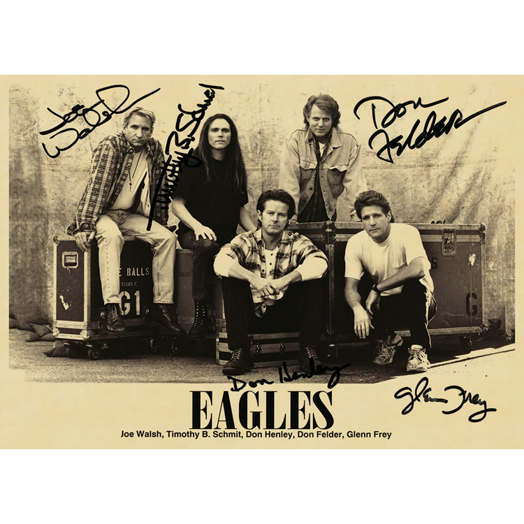 老鹰乐队音乐海报 牛皮纸复古装饰画 摇滚怀旧贴画 人物无框画 米白色