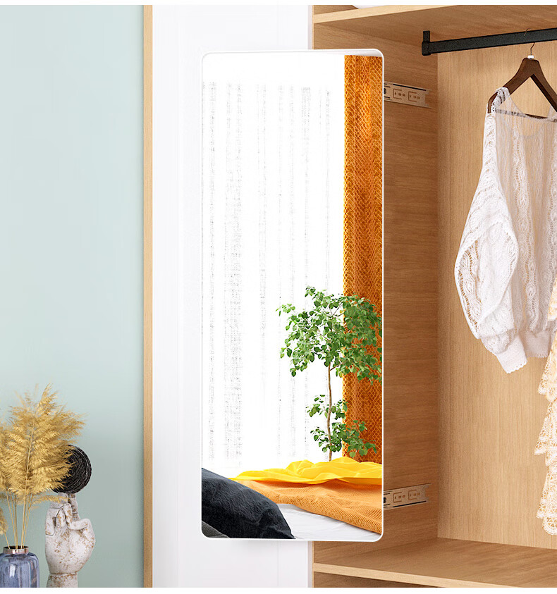 挂在衣柜门上的镜子平开门衣柜镜子内置推拉可旋转隐藏折叠穿衣镜内装