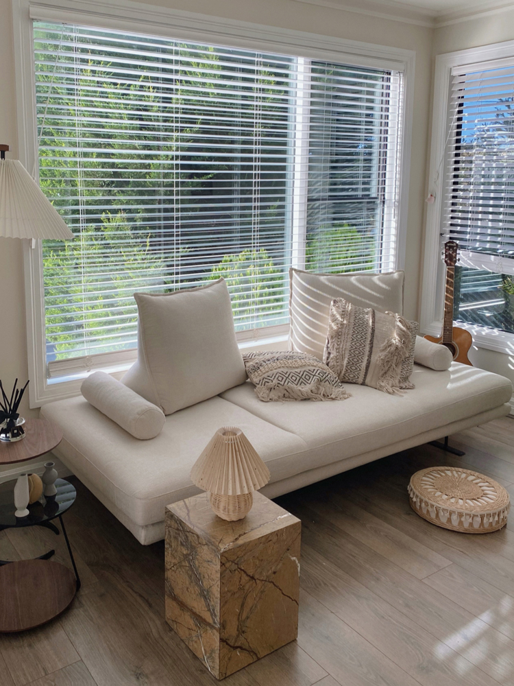 tvaj写意空间极简无靠背扶手北欧小户型客厅双人布艺创意双面两用沙发