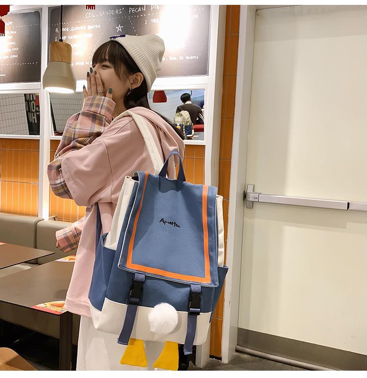唐晓笙可爱鸭屁股书包韩版原宿ulzzang女初中生森系双肩包少女高中