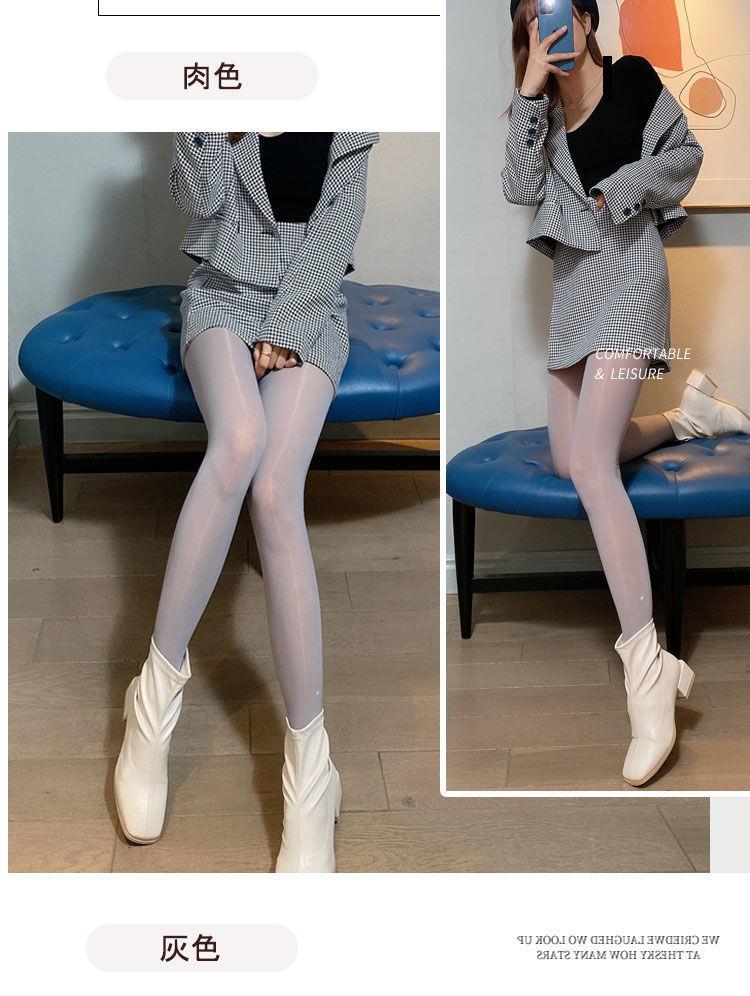 马油袜女夏防勾丝连裤袜外穿薄款光腿神器油光袜钢丝袜袜 肤色 咖色