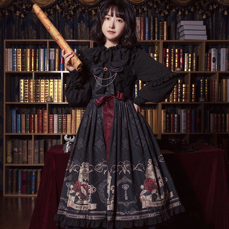 黑暗风裙子全款夜莺与玫瑰哥特风暗黑系洛丽塔连衣裙s码55斤到70斤