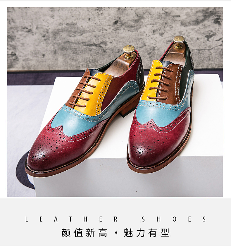 fashion男鞋潮牌小黑鞋港风文艺年轻人帅气酷一点修身夜场皮鞋子热天