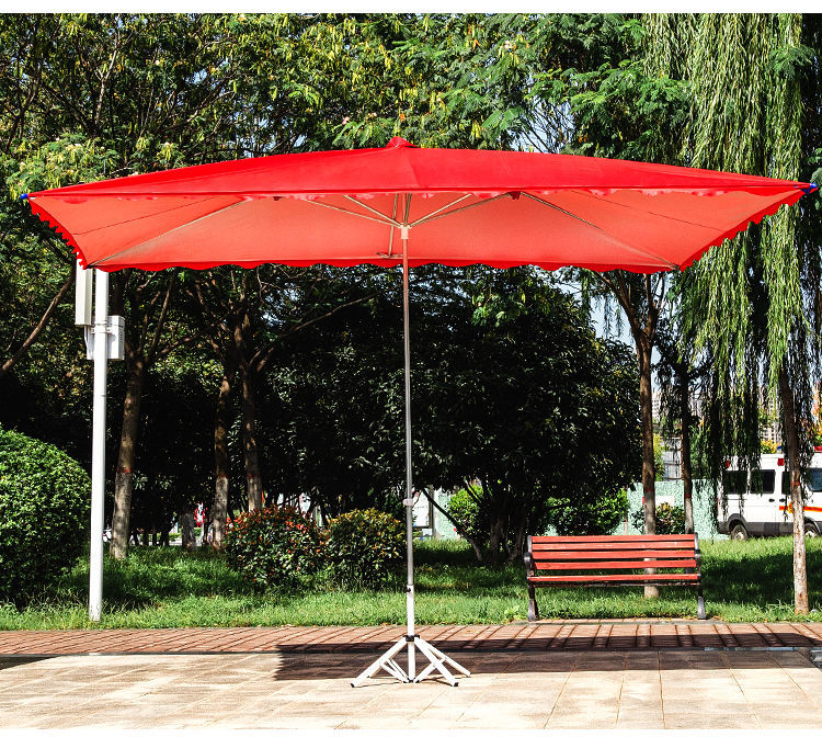 遮阳伞太阳伞户外超大号摆摊四方形折叠防雨斜伞店铺商用加厚雨棚蓝色