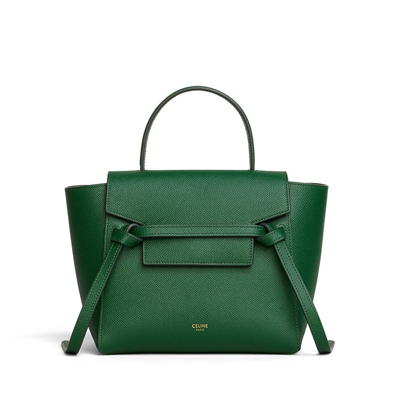 celine思琳女包赛琳瑟琳beltnano孔雀石色粒面小牛皮手提包斜挎包