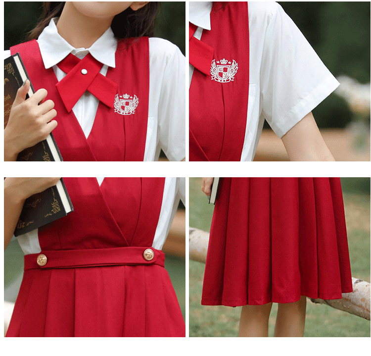 锡兰红茶护奶裙 衬衫 交叉领结 短袖套装