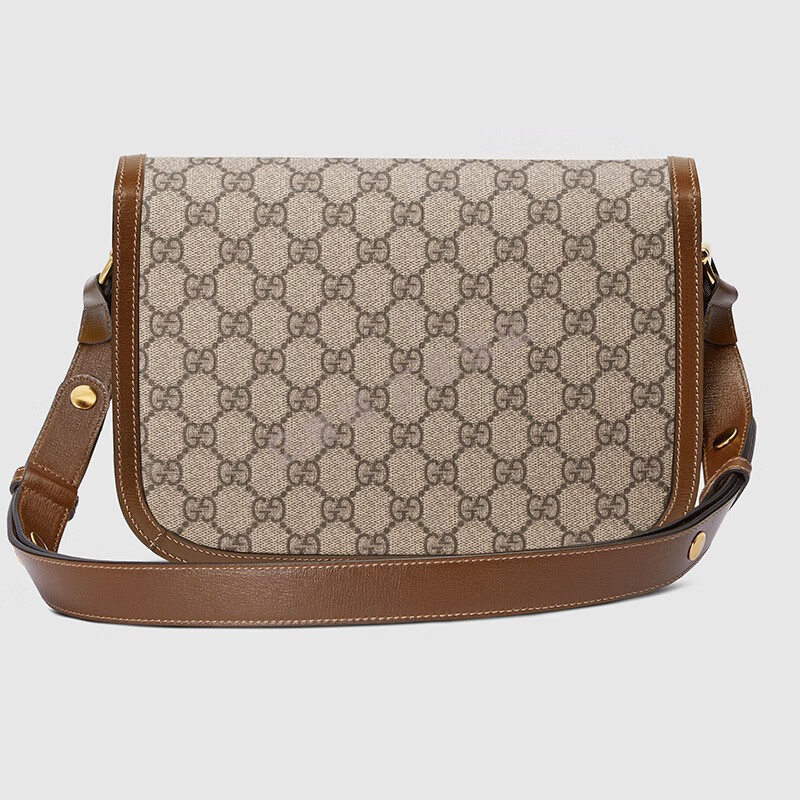 1955马鞍包小双g纹翻盖马衔扣单肩斜挎酷奇包包602204 深棕色1db0g