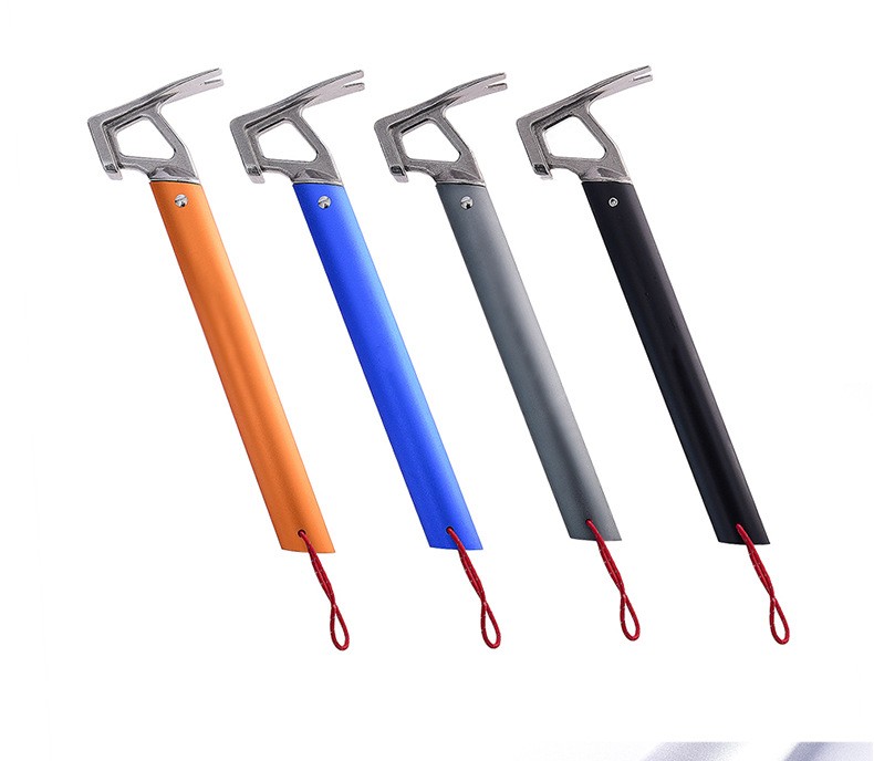 户外登山锤多功能求生安全不锈钢野营锤铝合金野营帐篷天幕地钉锤橙色