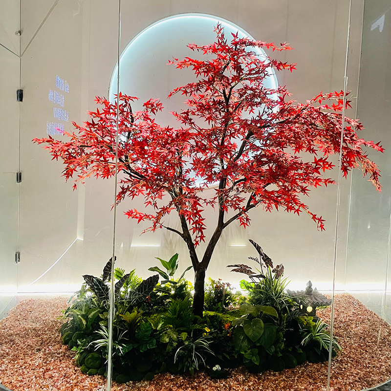 仿真红枫树定做红枫造型树大型装饰枫叶树榕树仿真树售楼处造景酒店