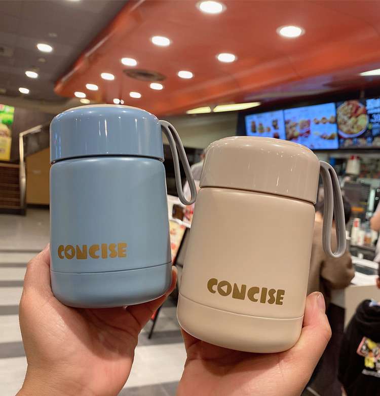 矮胖宽口早餐大口径装粥装汤大肚神奇保温杯上班族便携焖烧杯饭盒蓝色