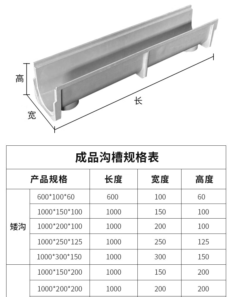 复合树脂成品排水沟u型槽厨房排水槽缝隙不锈钢沟下水