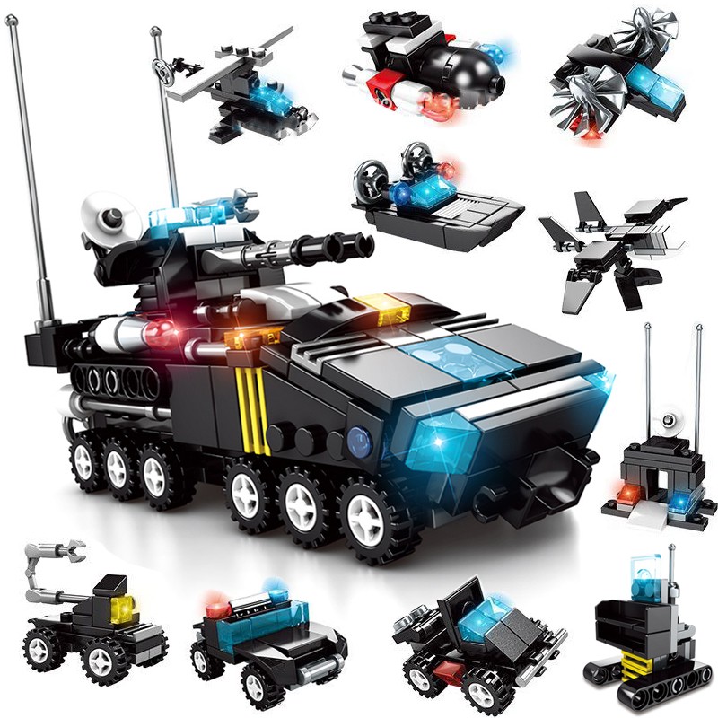 森宝积木特警系列特警钢盾装甲车整套十合一286颗粒