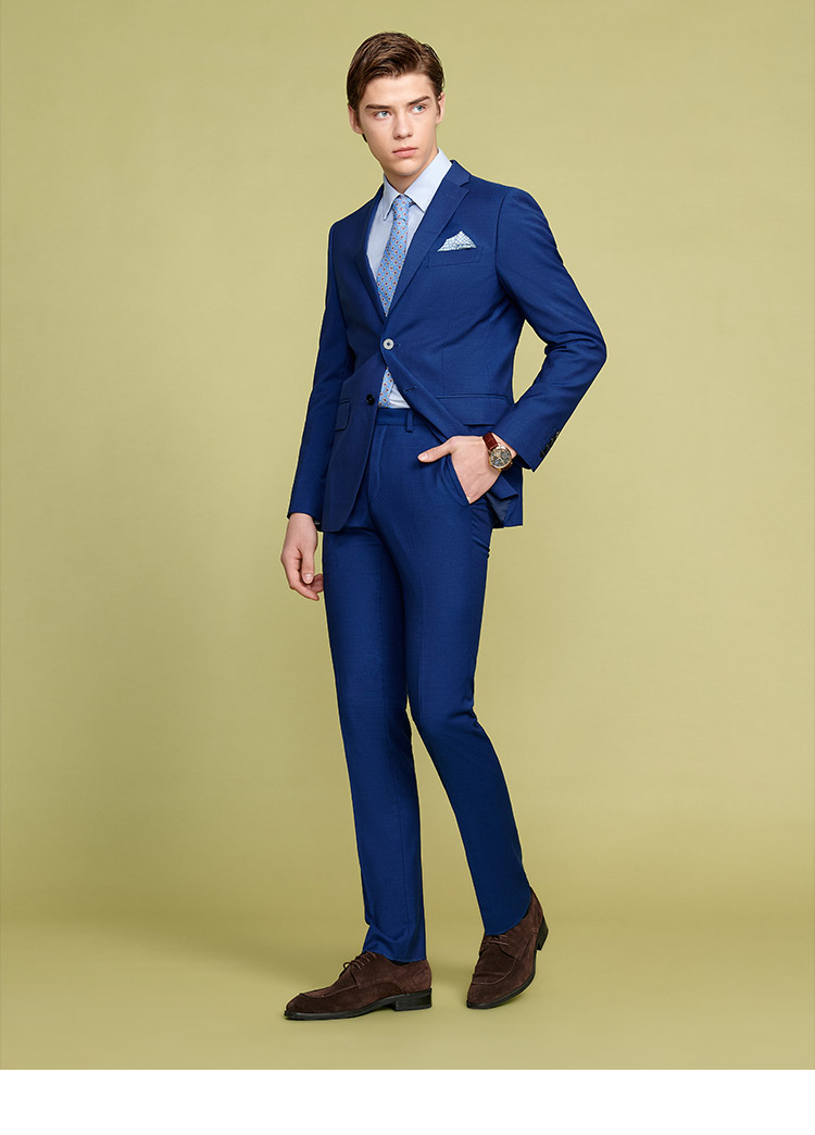 jodoll乔顿西服套装男士商务正装平驳领修身羊毛职业上班西装裤子深