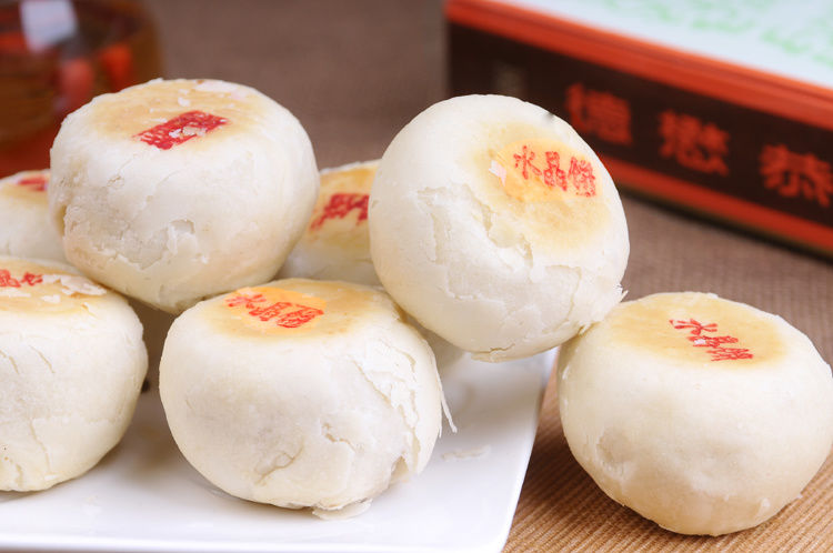 陕西特产西安老式白酥皮月饼德懋恭水晶饼500g非物质文化遗产单色水晶
