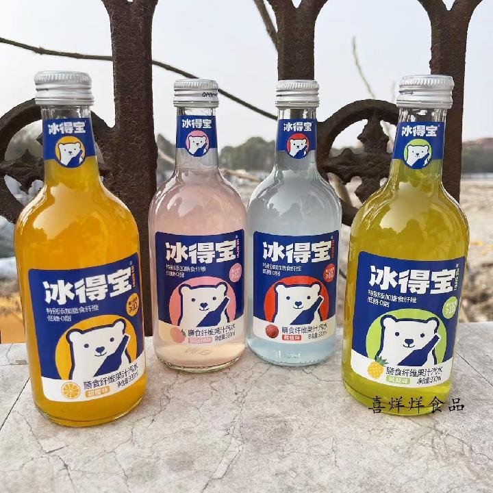冰得宝饮料 330ml*4瓶 膳食纤维果汁汽水 凤梨橙子荔枝饮料饮品整箱