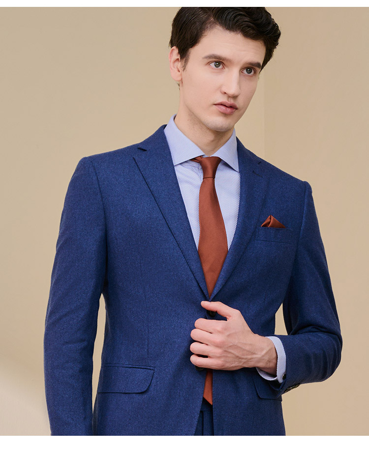 乔顿男装婚礼套装上衣商务正装婚礼新郎西服100羊毛西装外套蓝色系50a