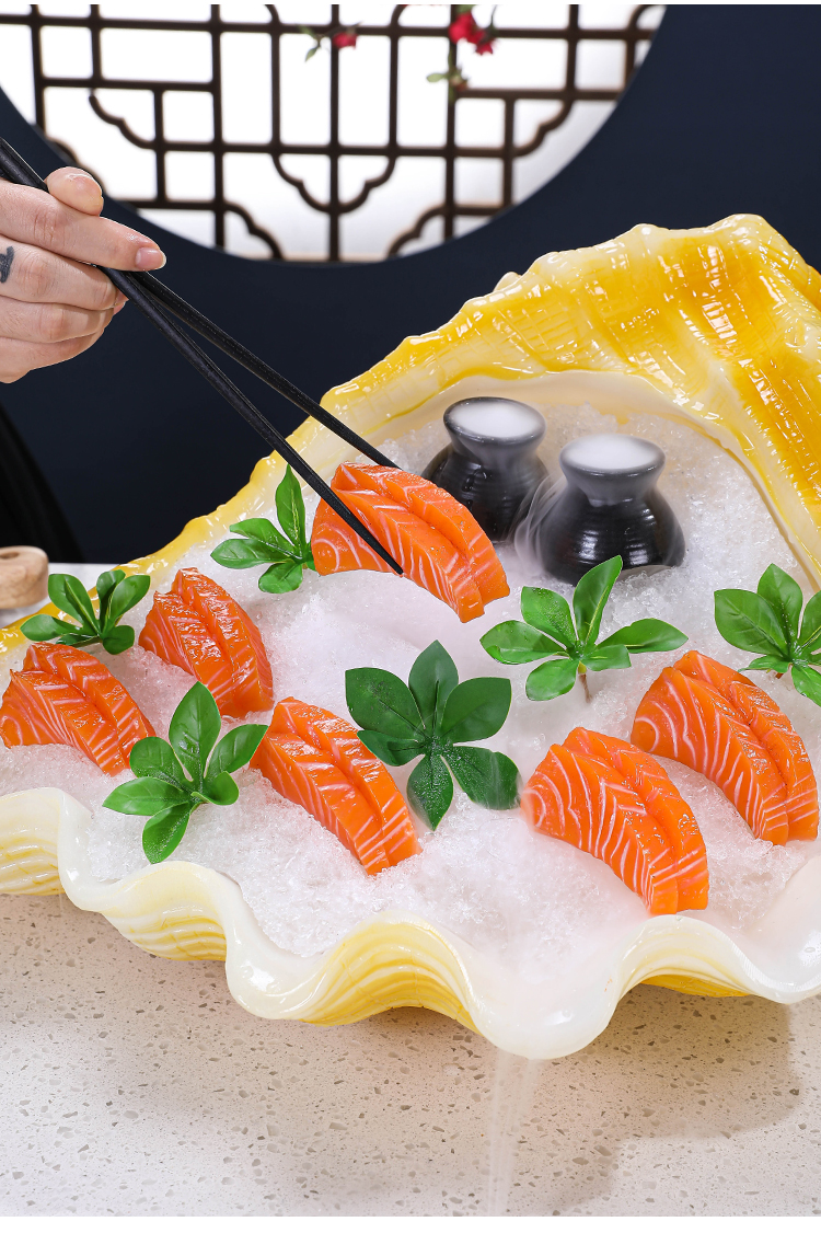 树脂海螺刺身盘三文鱼海鲜冰盘日式料理餐具意境菜创意餐盘小号金龙船