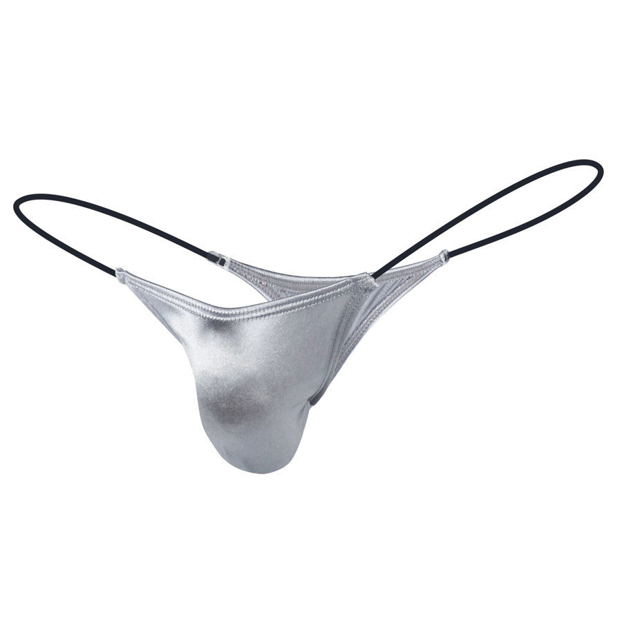 男士内裤丁字裤日式迷你小兜丁字裤男丝滑缎面包不住内裤男士低腰性感