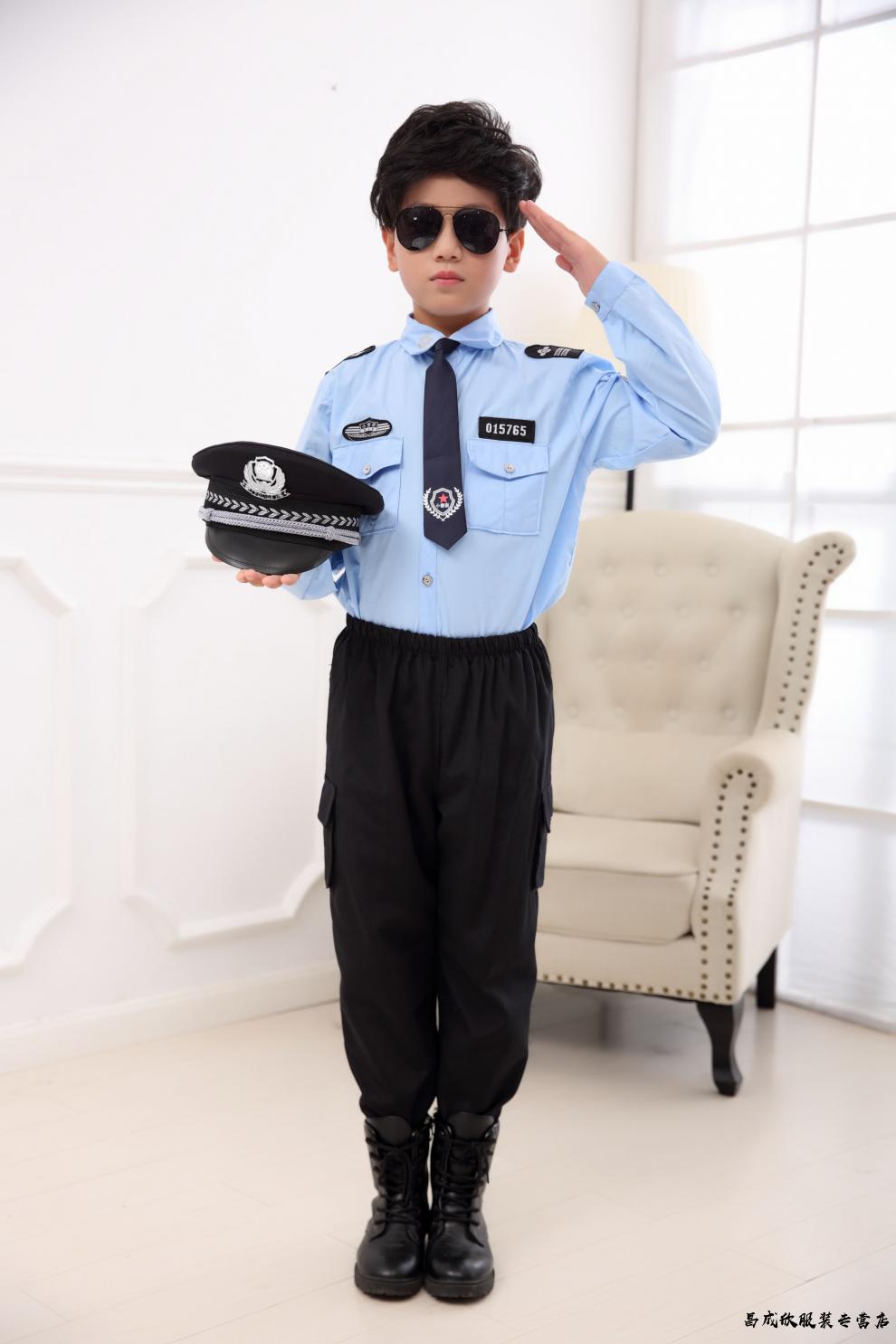 儿童警察演出服套装表演服儿童小警官服套装警察衣服套装幼儿园交警