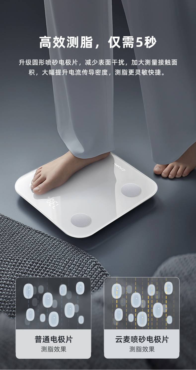 云麦体脂秤 好轻3mini智能体脂秤专业精准家用体重秤type-c充电款人体