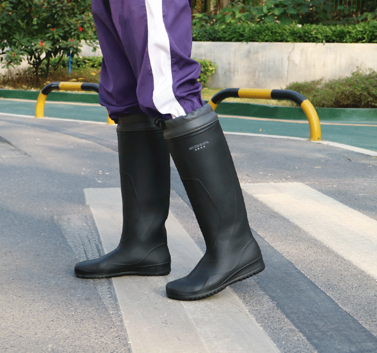 男士秧田下水靴男高腰高筒雨鞋防水水鞋水靴青年加厚雨靴胶鞋套鞋