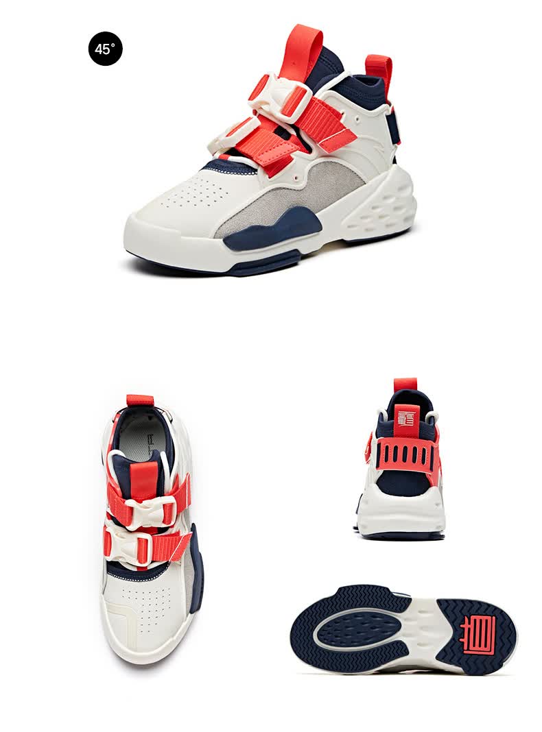 安踏女鞋运动鞋女2020春季新款霸道女鞋高帮休闲运动鞋子 -11象牙白