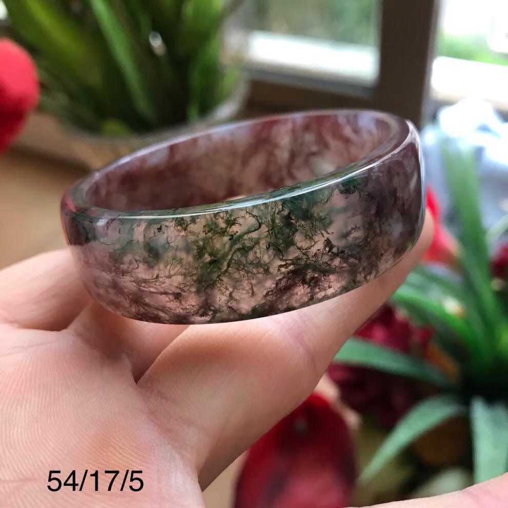 ck鼎丰晟印度水草玛瑙手镯七彩玉绿水晶水草玛瑙手镯女多款冰种生日