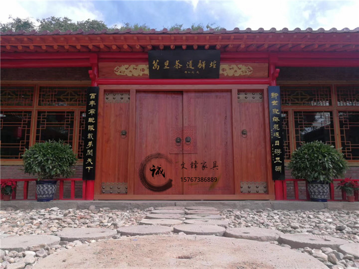 老榆木别墅大门庭院双开门仿古实木大门四合院大门祠堂木门进户门款式