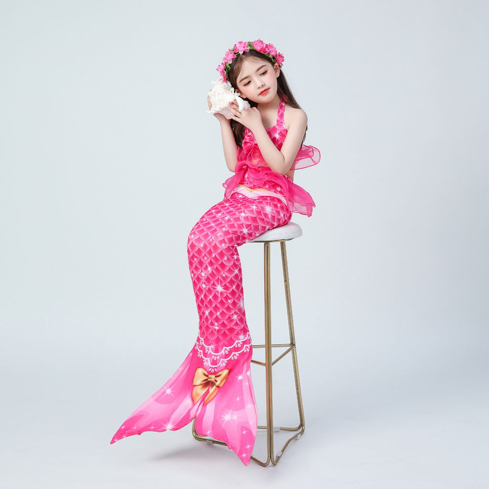 儿童美人鱼泳衣女儿童美人鱼尾巴女童游泳衣服装宝宝的公主裙子小孩