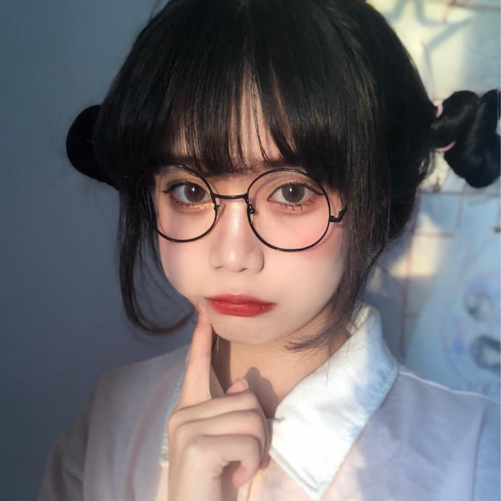 二次元眼镜日系日系二次元动漫眼镜框软妹椭圆金属超轻眼镜架潮配眼镜