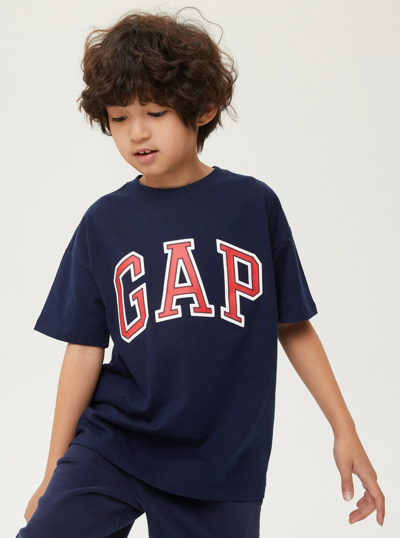 【亲肤】gap男女童logo印花纯棉t恤850572 夏季新款童装短袖上衣 白色