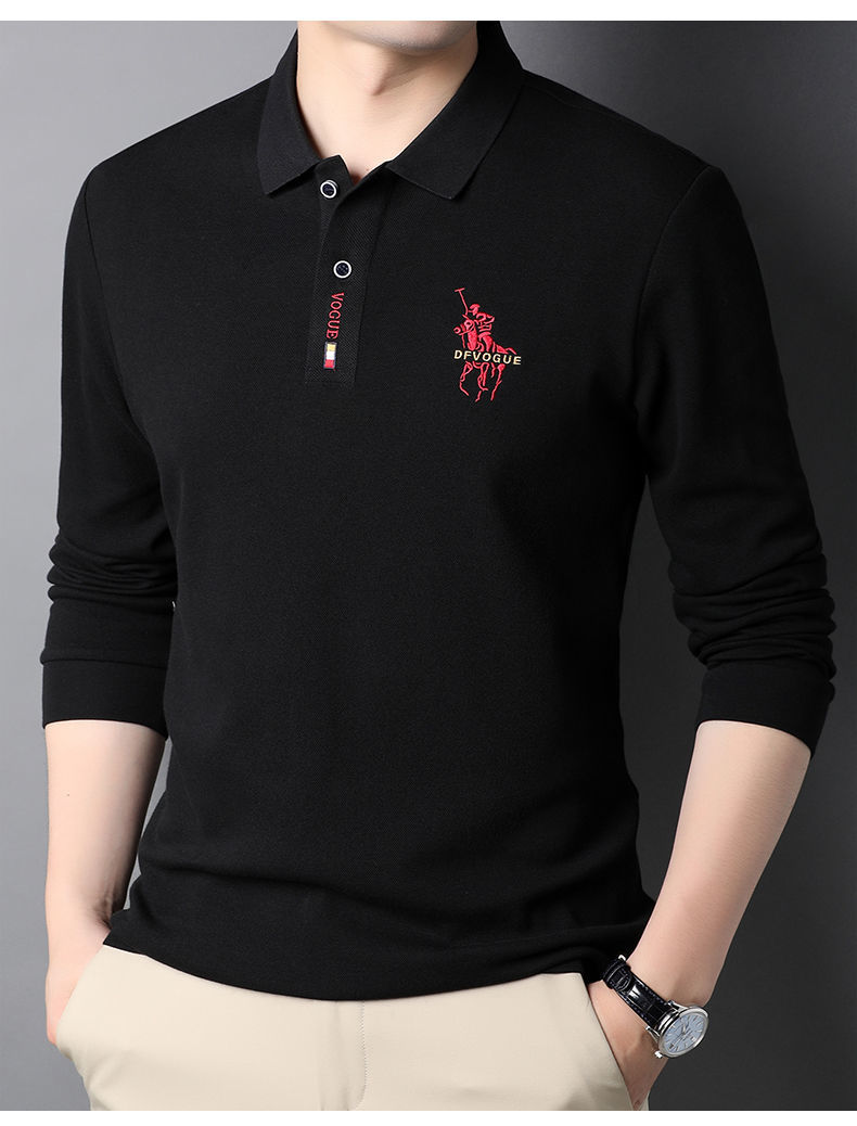 保罗骑士polo男长袖保罗衫春季新品商务高端男士上衣翻领刺绣体恤经典