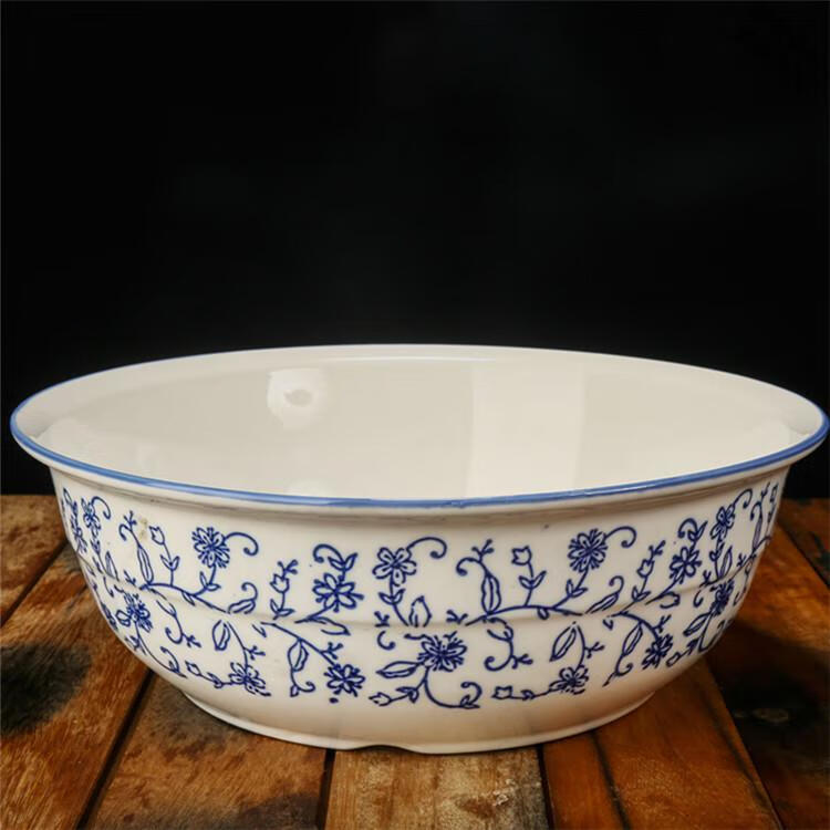 陶瓷大盆和面老式家用手工陶瓷和面盆发面揉面盆加深不沾省力大号加厚