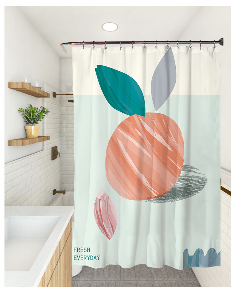 朴柏妮(puboni)小清新系列家用浴帘卫生间浴室遮挡帘手绘防水淋浴帘yy