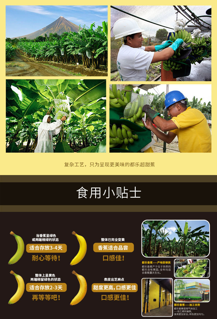 坏果包赔都乐香蕉dole超甜蕉菲律宾香蕉新鲜水果5根礼盒装