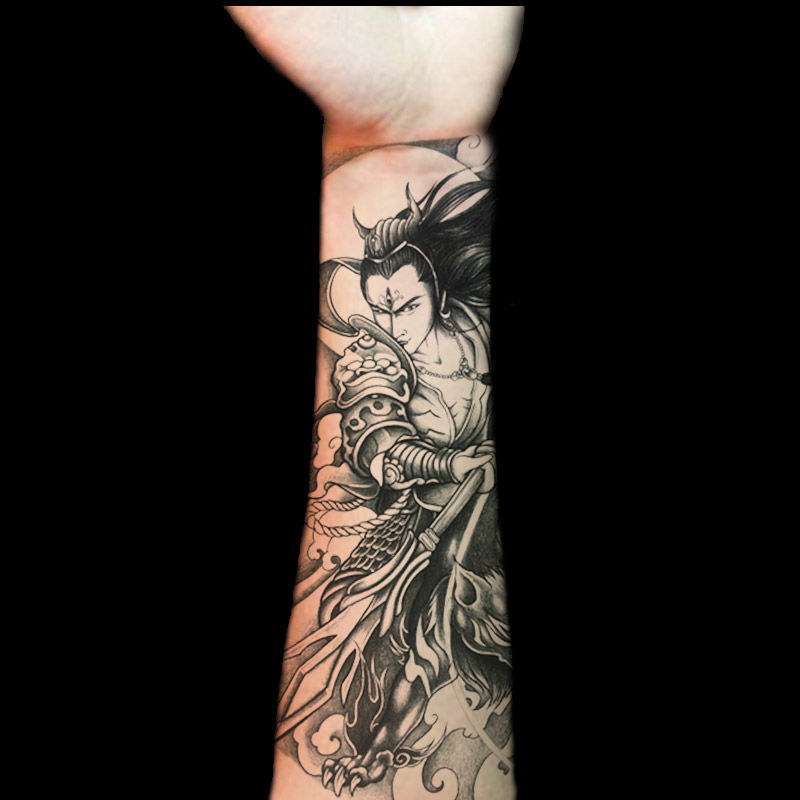 uhfq纹身贴花臂纹身贴防水神仙战神男女杨戬二郎神花臂贴纸天眼哮天犬