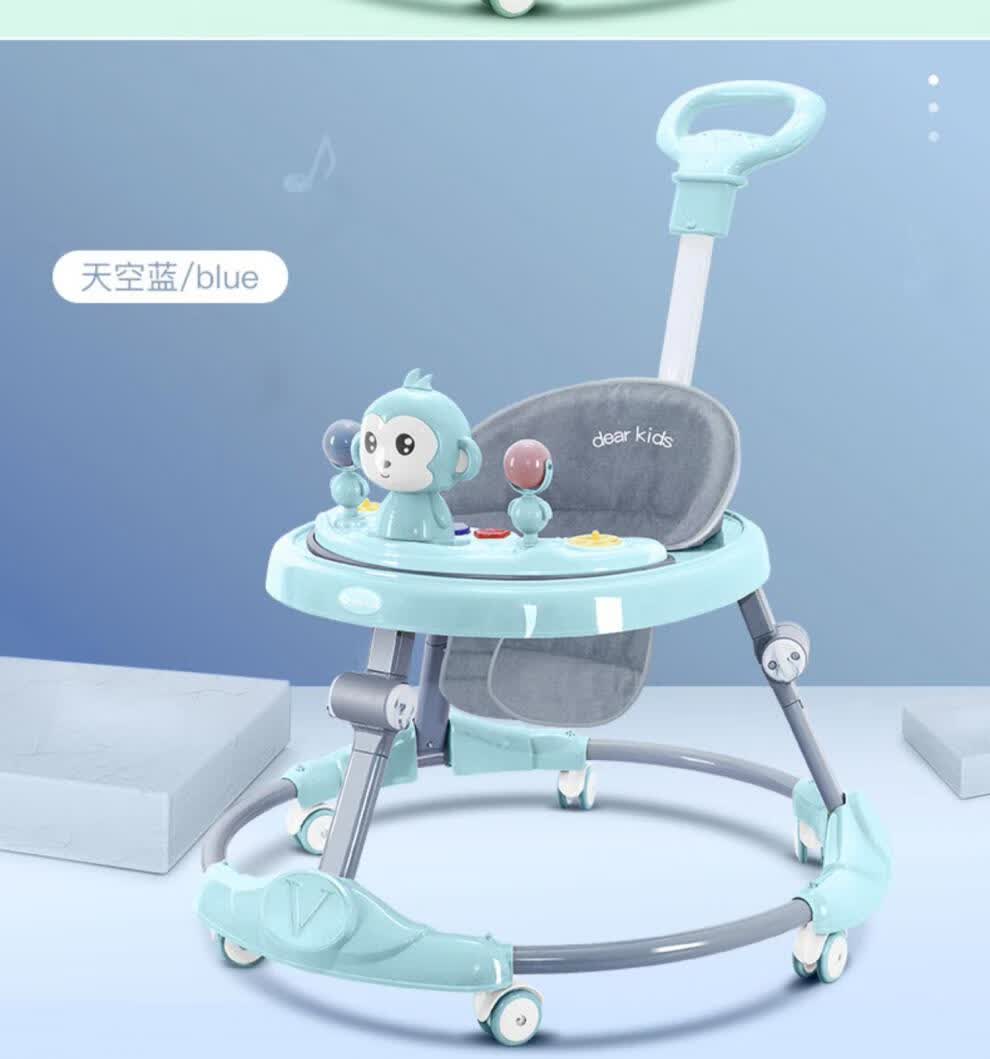 学步车防o型腿婴儿多功能防侧翻手推车宝宝可坐可推学行车起步车 蓝